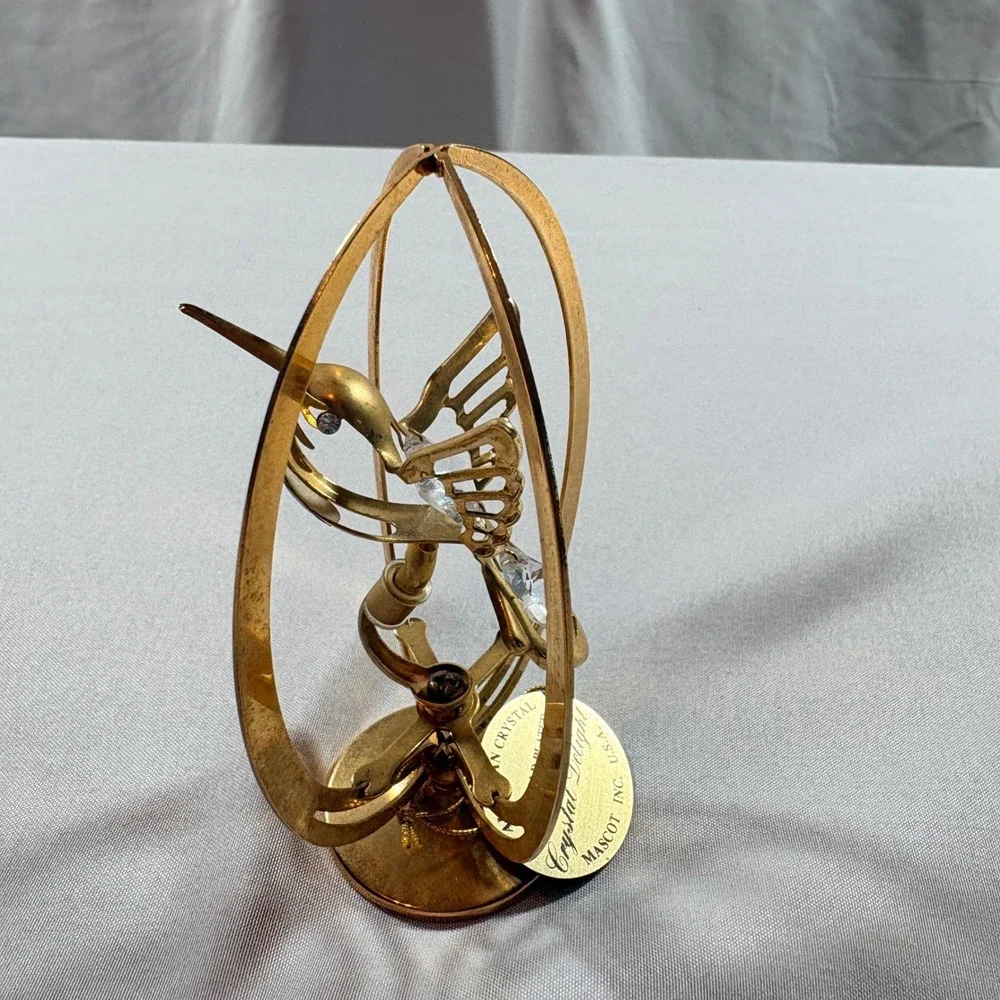 Mascot Crystal Delight Hummingbird Figurine 24K Gold Plated Austrian Crystal 4in